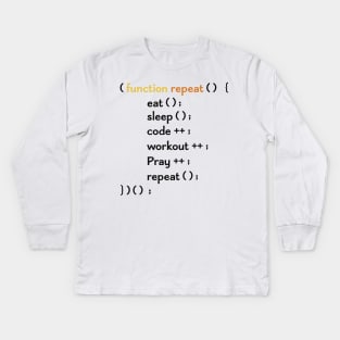 Funny Computer Science coding Eat Sleep Code / funny programming design / coding gift idea / increment and progress coding idea Kids Long Sleeve T-Shirt